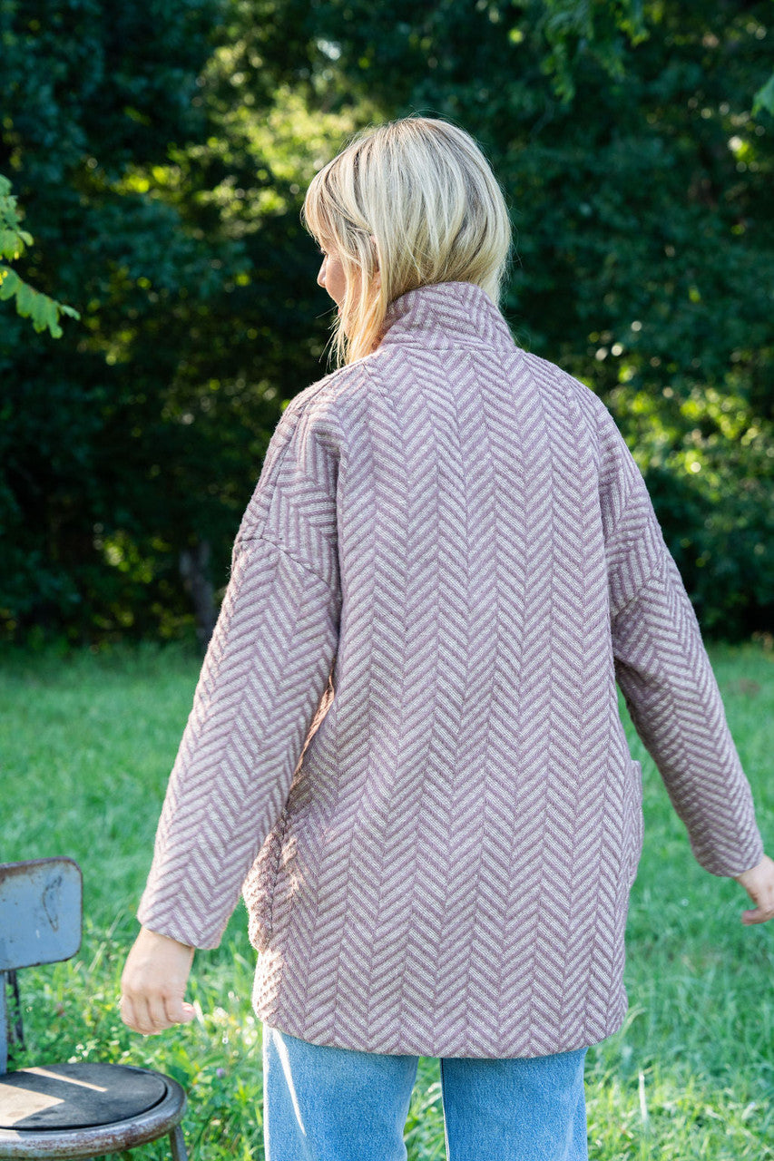 Portuguese Wool Pieper Coat in Blush Herringbone Made to Order