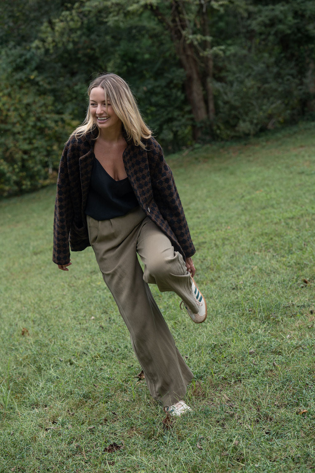Portuguese Wool Pieper Coat in Black and Brown Check Made to Order