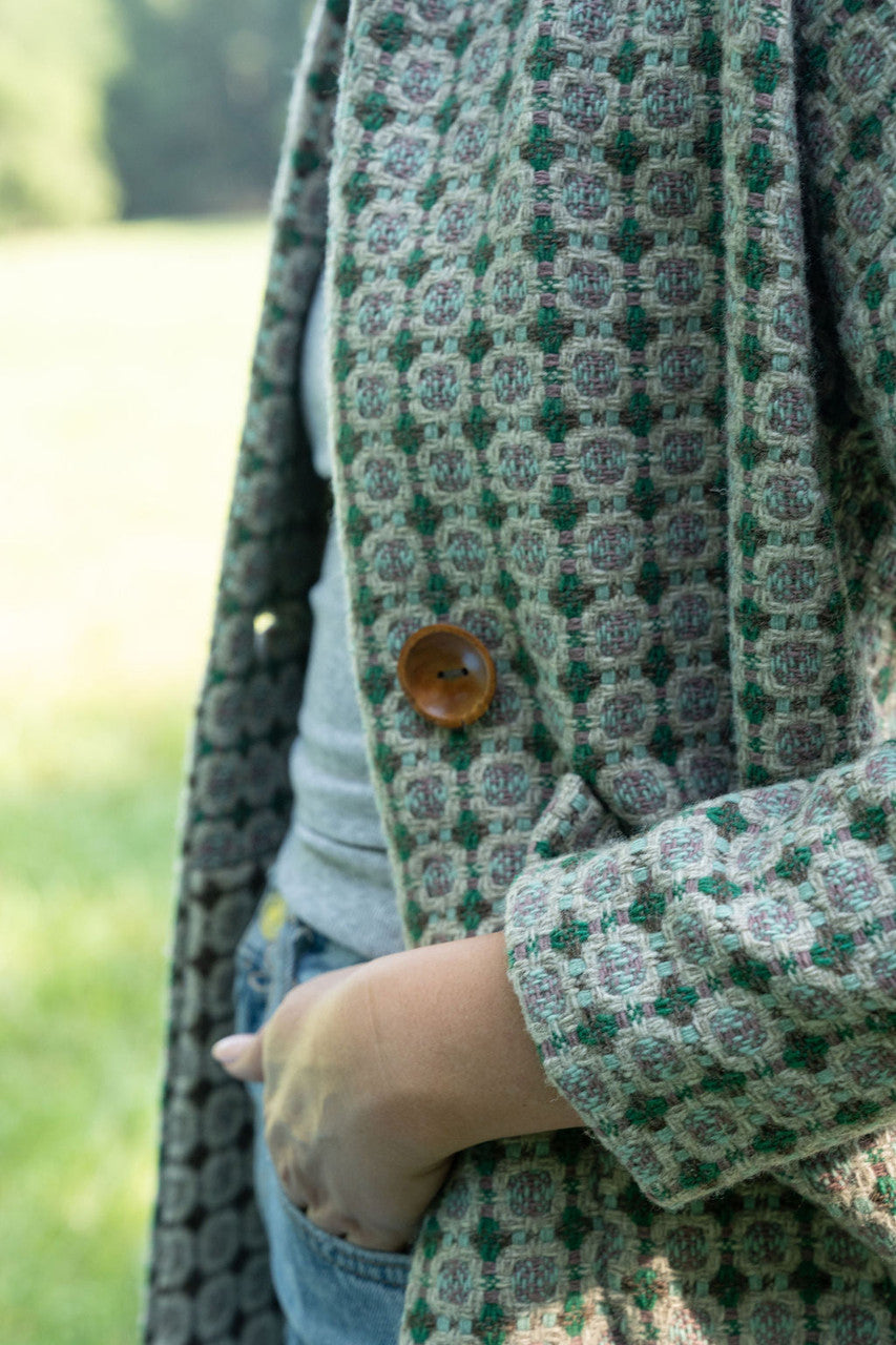 Portuguese Wool Pieper Coat in Mint Vintage Print Made to Order