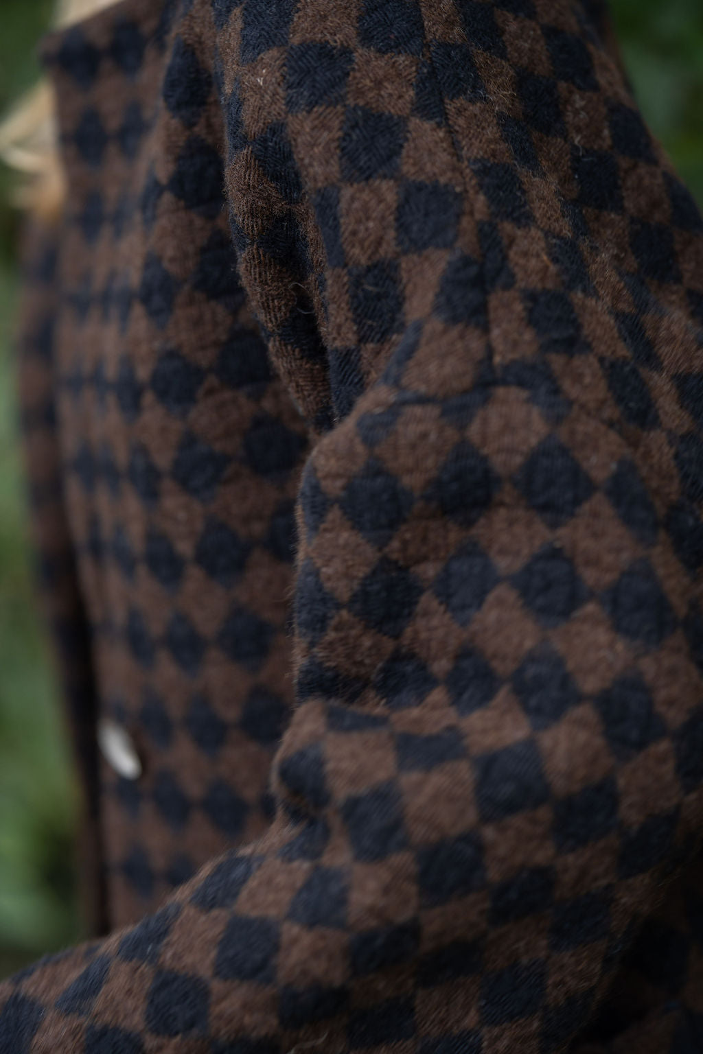 Portuguese Wool Pieper Coat in Black and Brown Check Made to Order