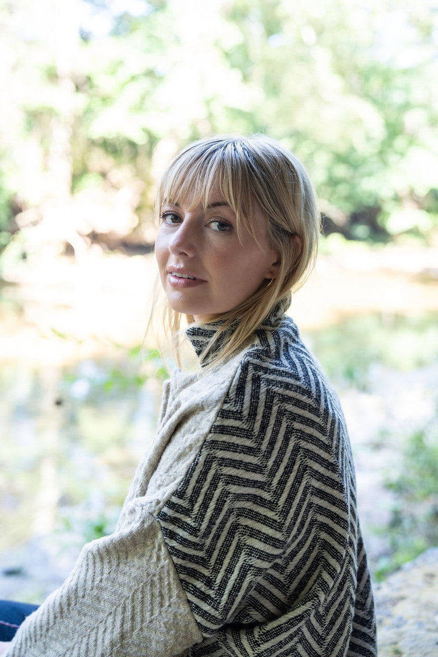 Portuguese Wool Pieper Coat in Neutral Mix-Match Herringbone Made to Order