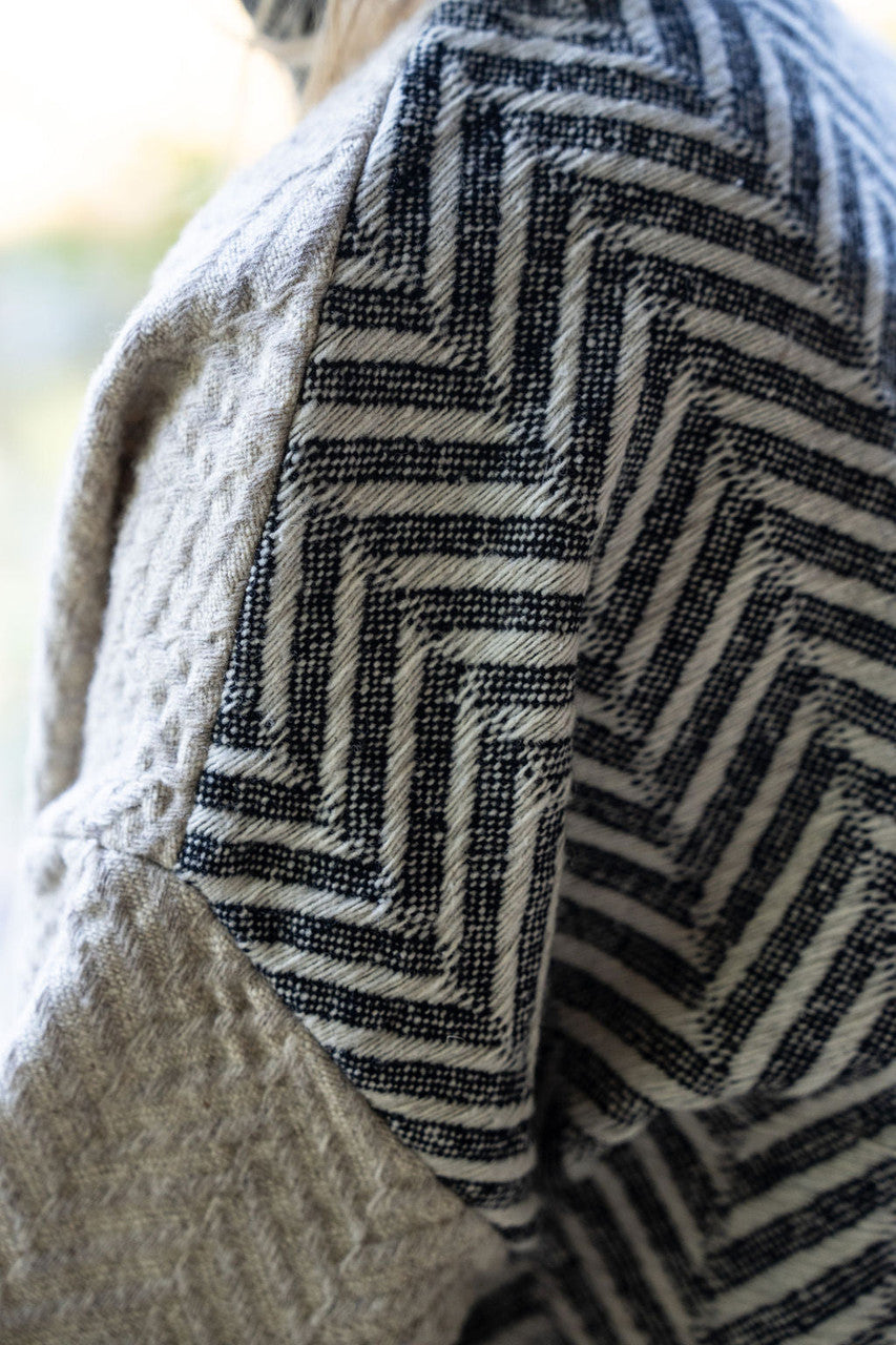 Portuguese Wool Pieper Coat in Neutral Mix-Match Herringbone Made to Order