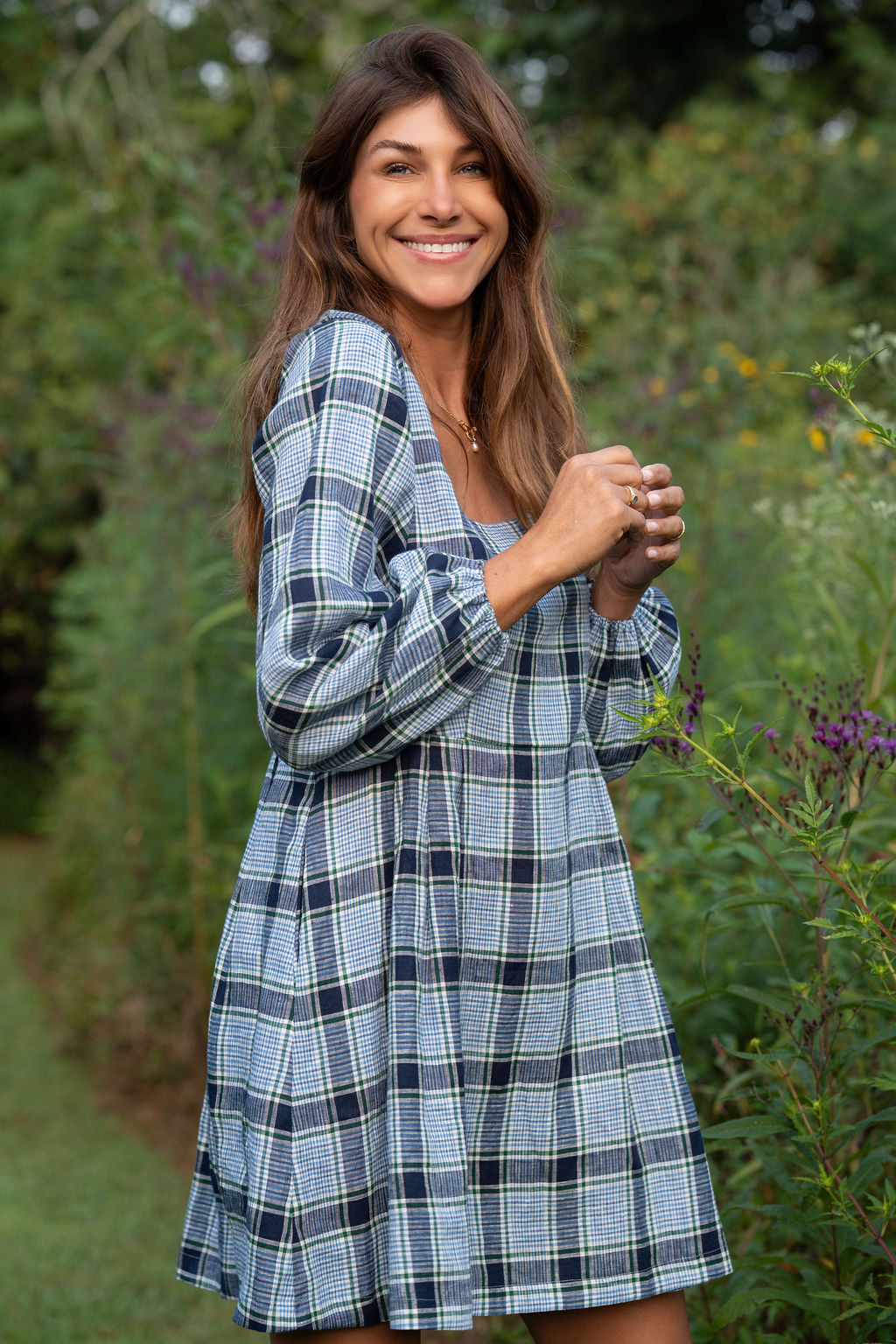 Tilly Dress in Picnic Plaid Linen Made to Order