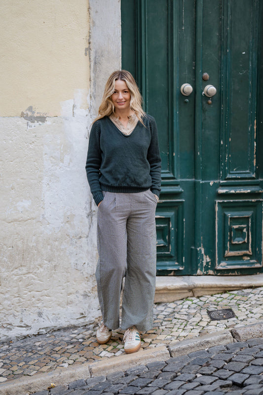 Georgia Pullover Sweater in Dark Green