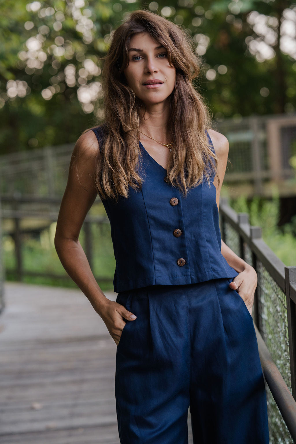 Pants Set in Navy Twill
