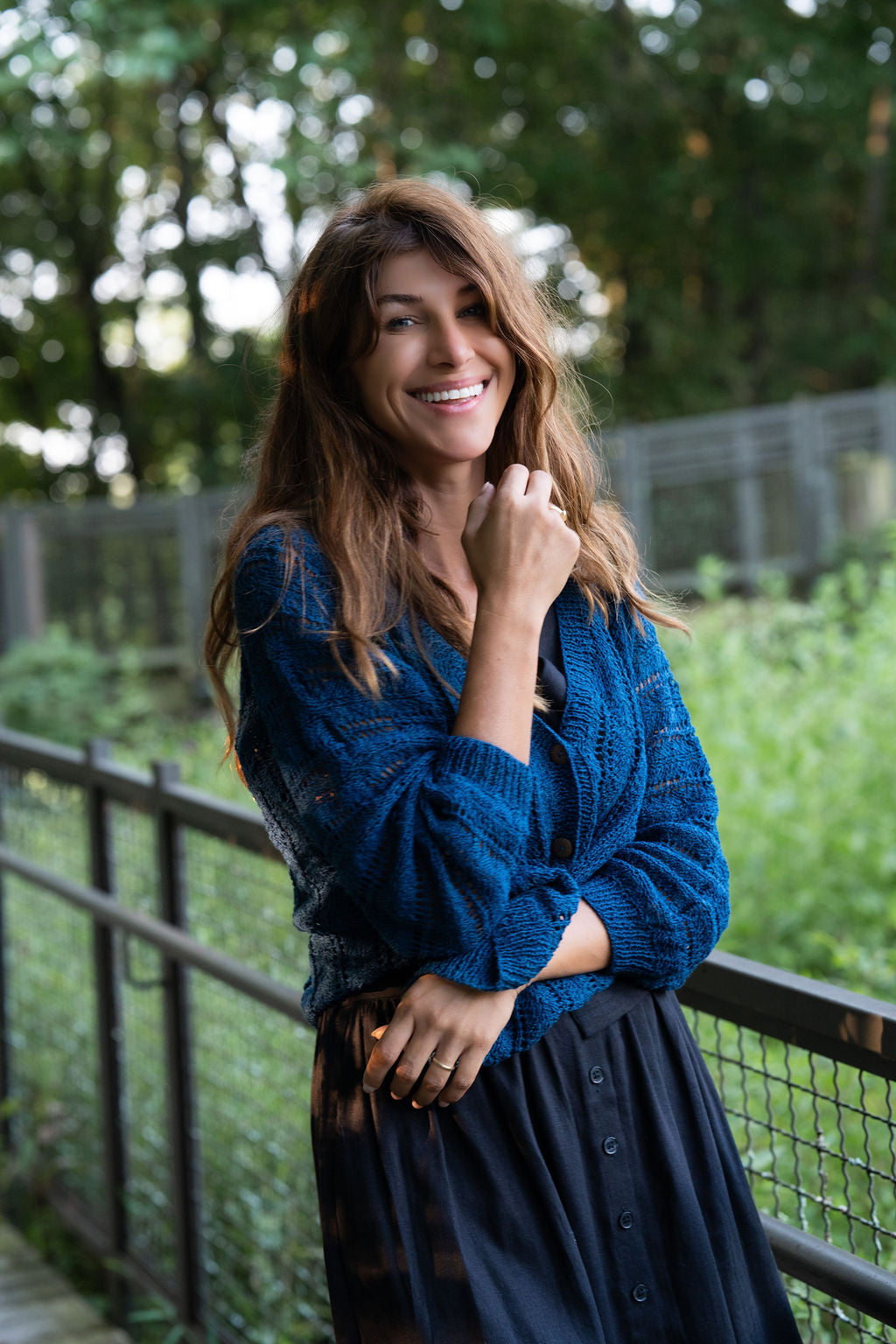 Perry Gathered Midi Skirt in Black Linen