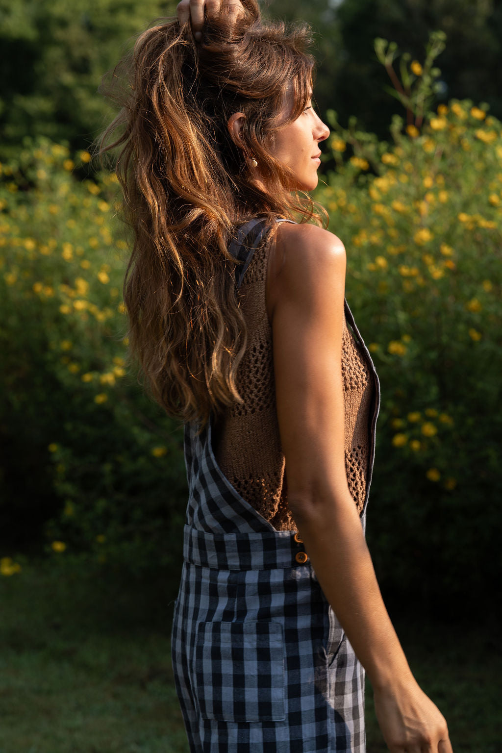Dilsi Handwoven Cotton Overalls in Blue Gingham Made to Order