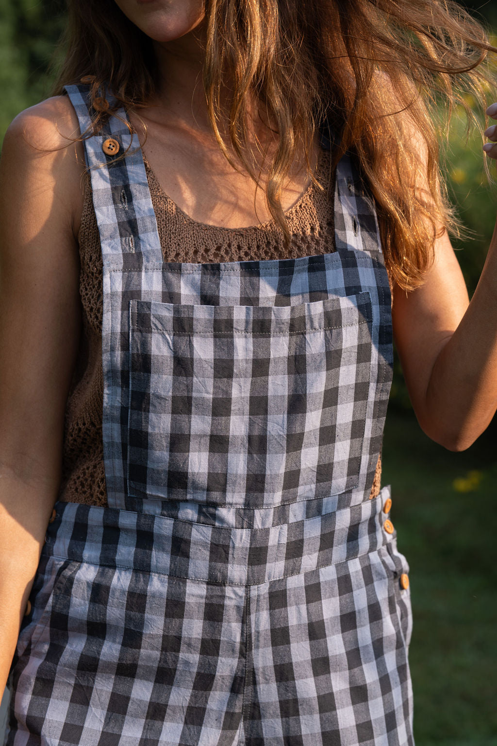 Dilsi Handwoven Cotton Overalls in Blue Gingham Made to Order