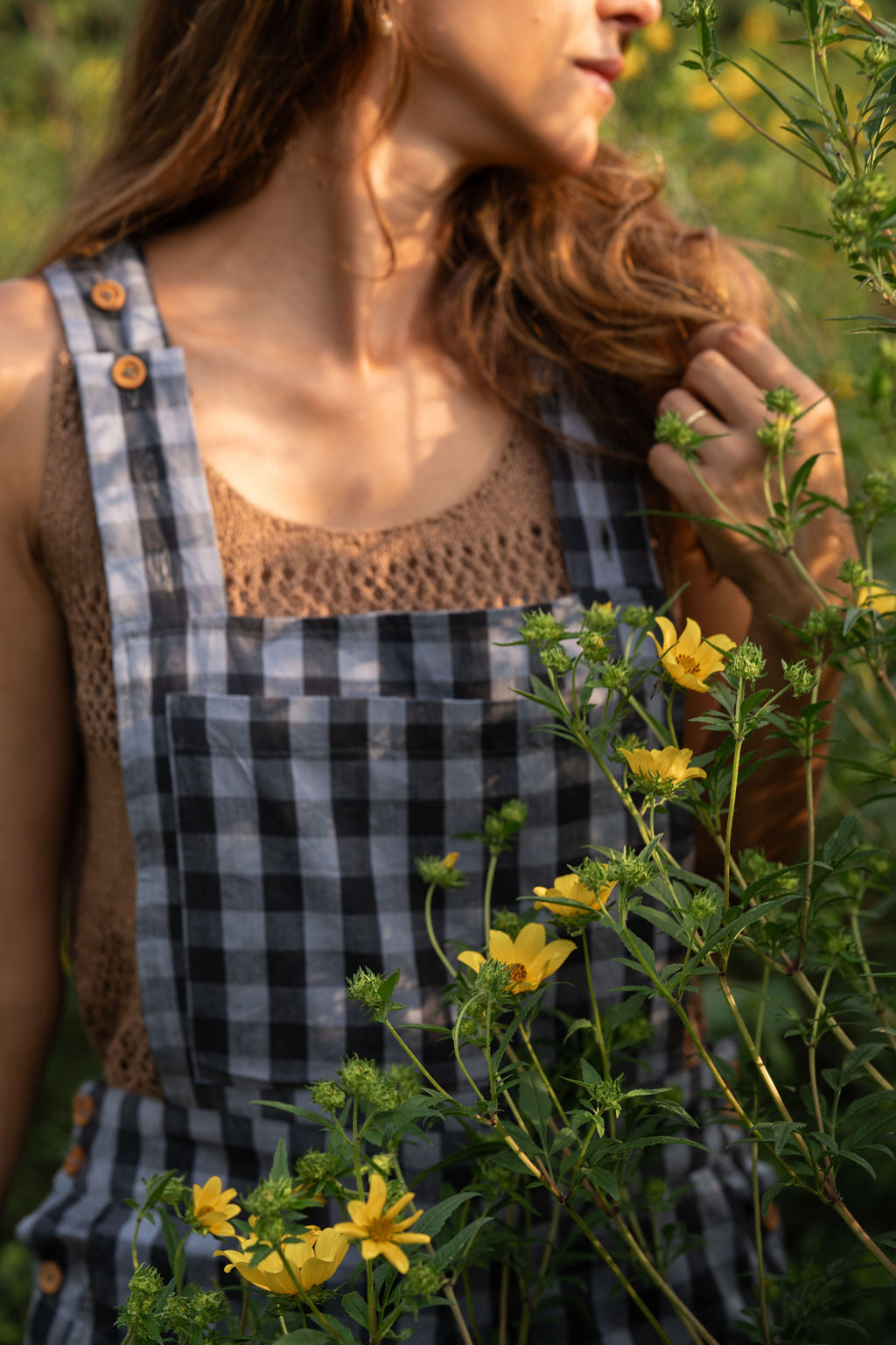 Dilsi Handwoven Cotton Overalls in Blue Gingham Made to Order