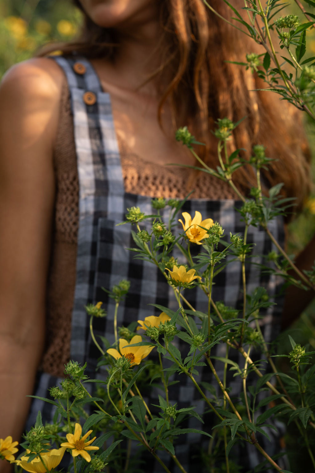 Dilsi Handwoven Cotton Overalls in Blue Gingham Made to Order