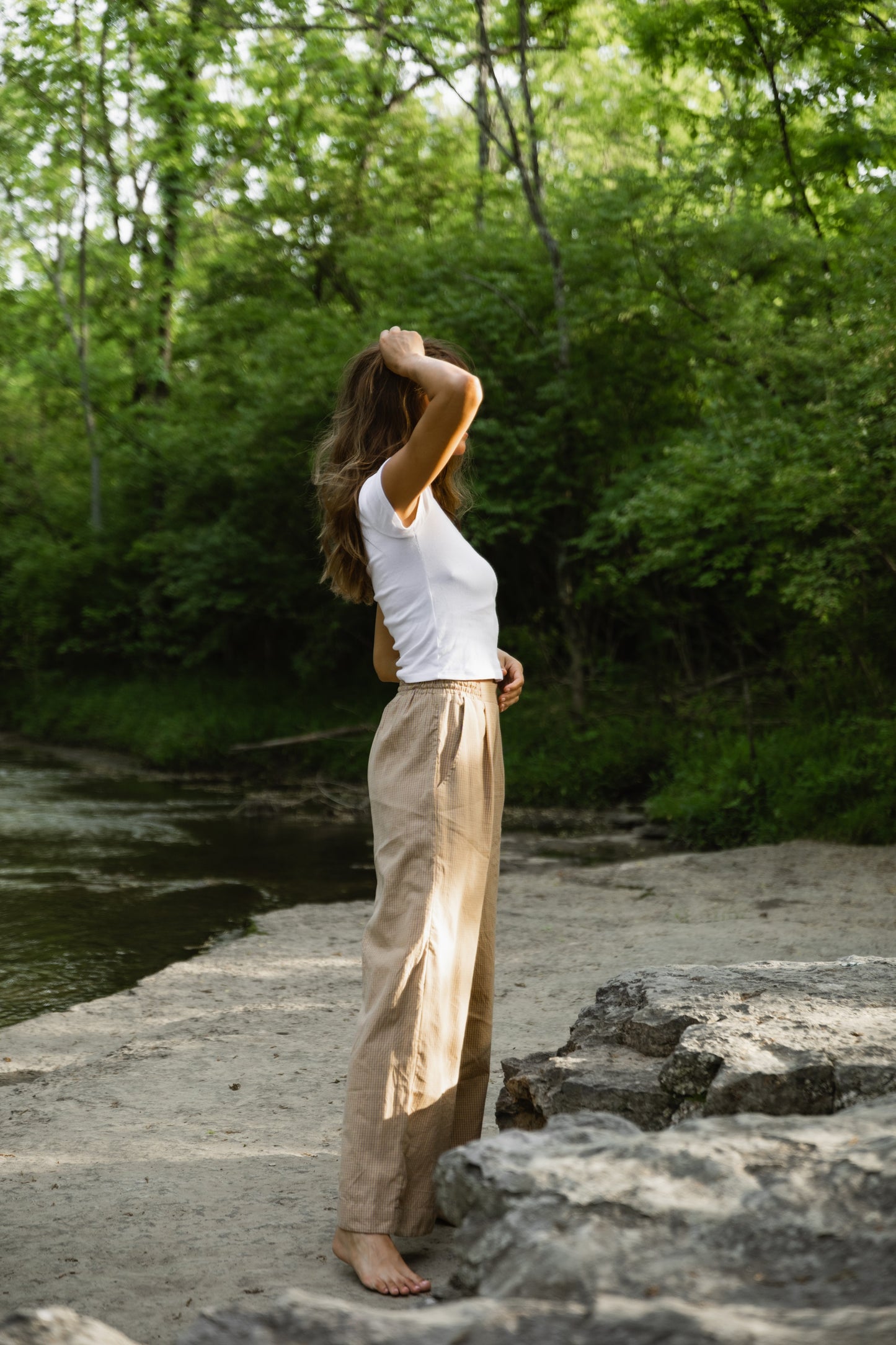 Katie Handwoven Cotton Pants Yellow Gingham Made to Order