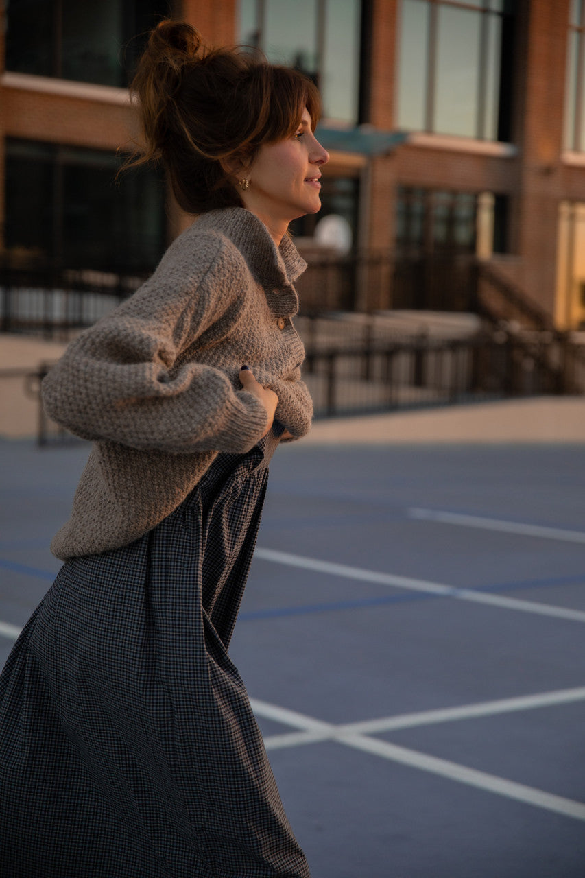 Imogene Oversized Wool Henley in Heather Beige Made to Order