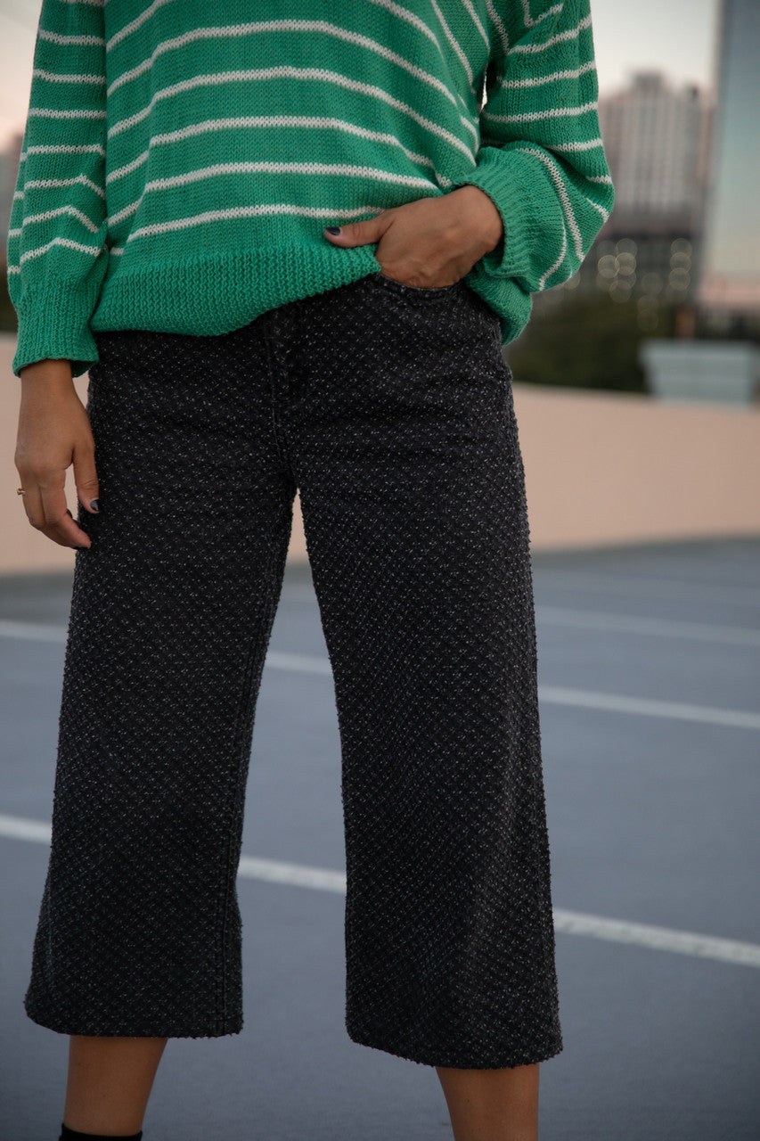 Aiden Classic Breton Style Henley in Green and White Stripe Made to Order