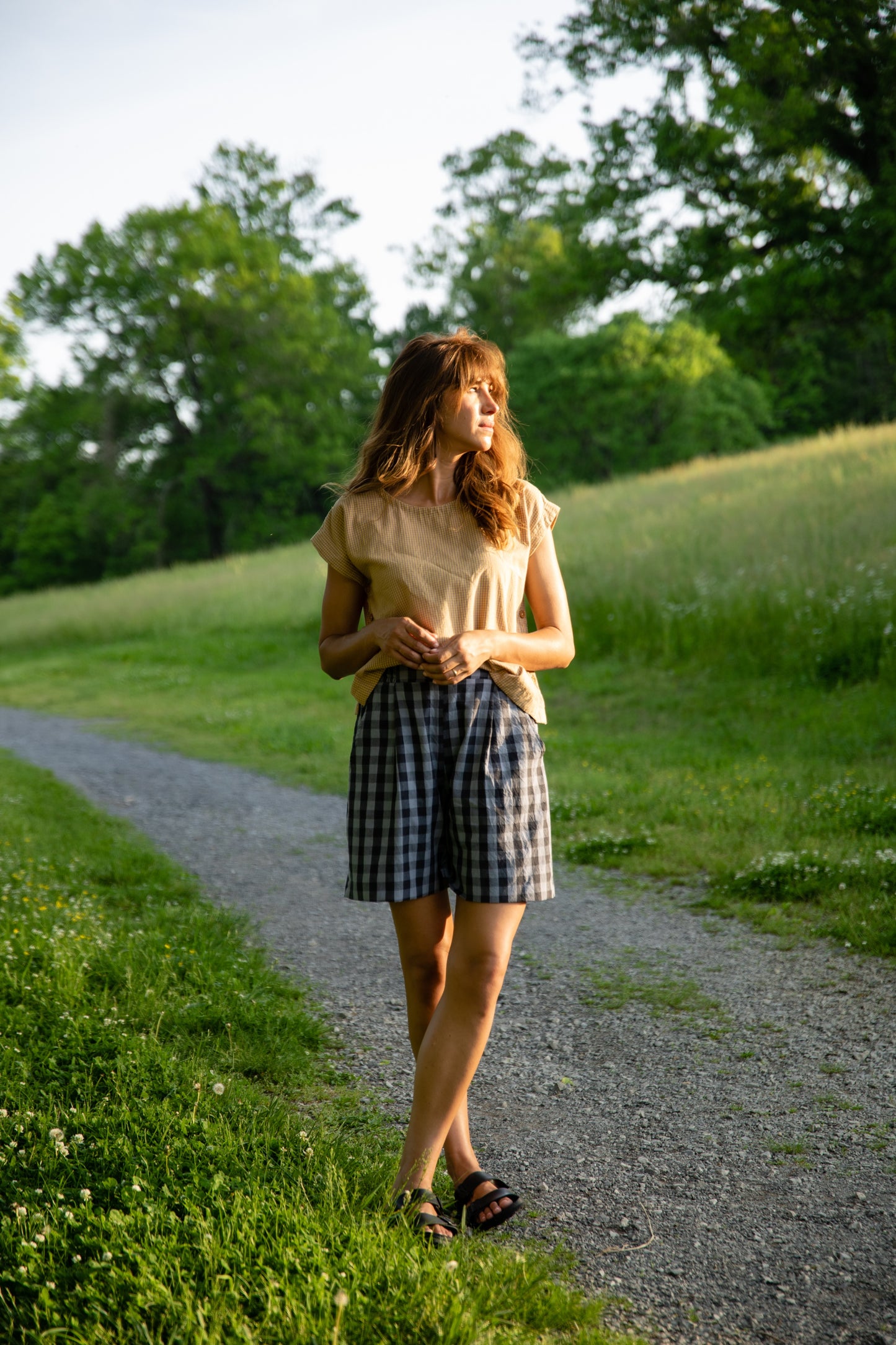 Katie Handwoven Cotton Pants Yellow Gingham Made to Order
