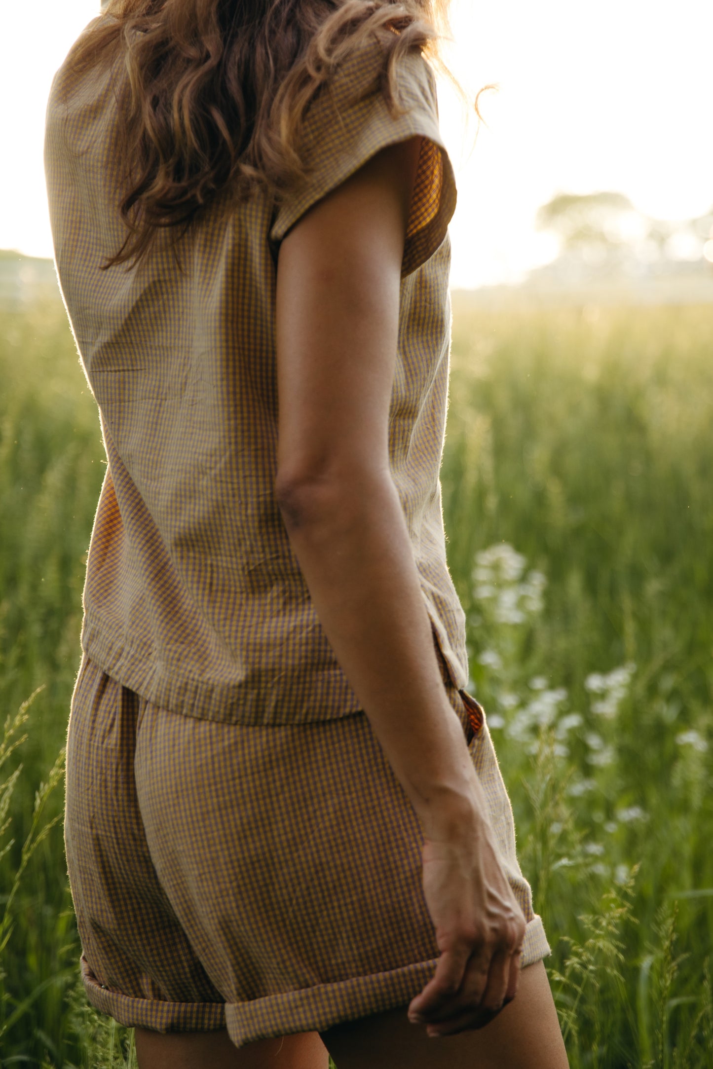 Katie Handwoven Cotton Pants Yellow Gingham Made to Order