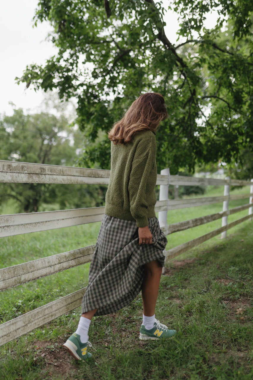 Imogene Oversized Wool Henley in Moss Made to Order