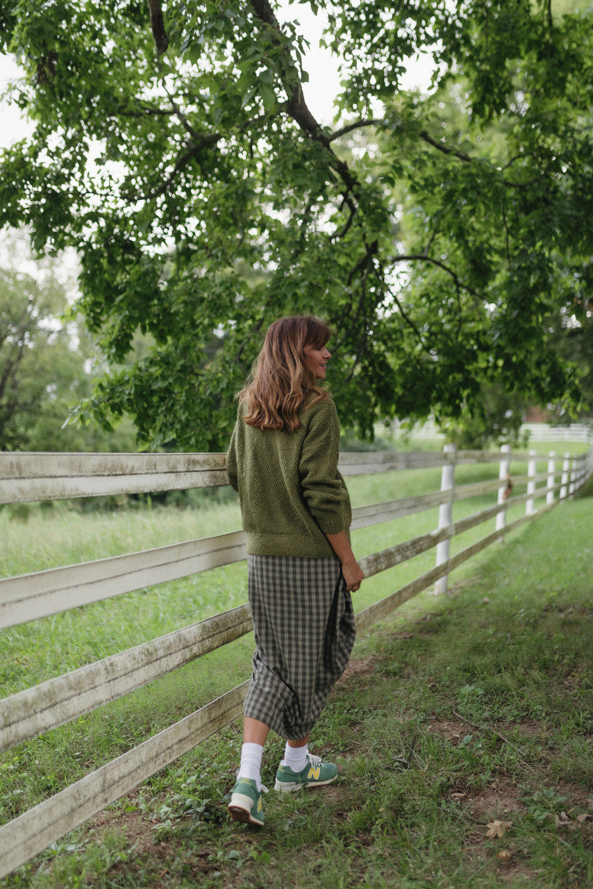 Imogene Oversized Wool Henley in Moss Made to Order