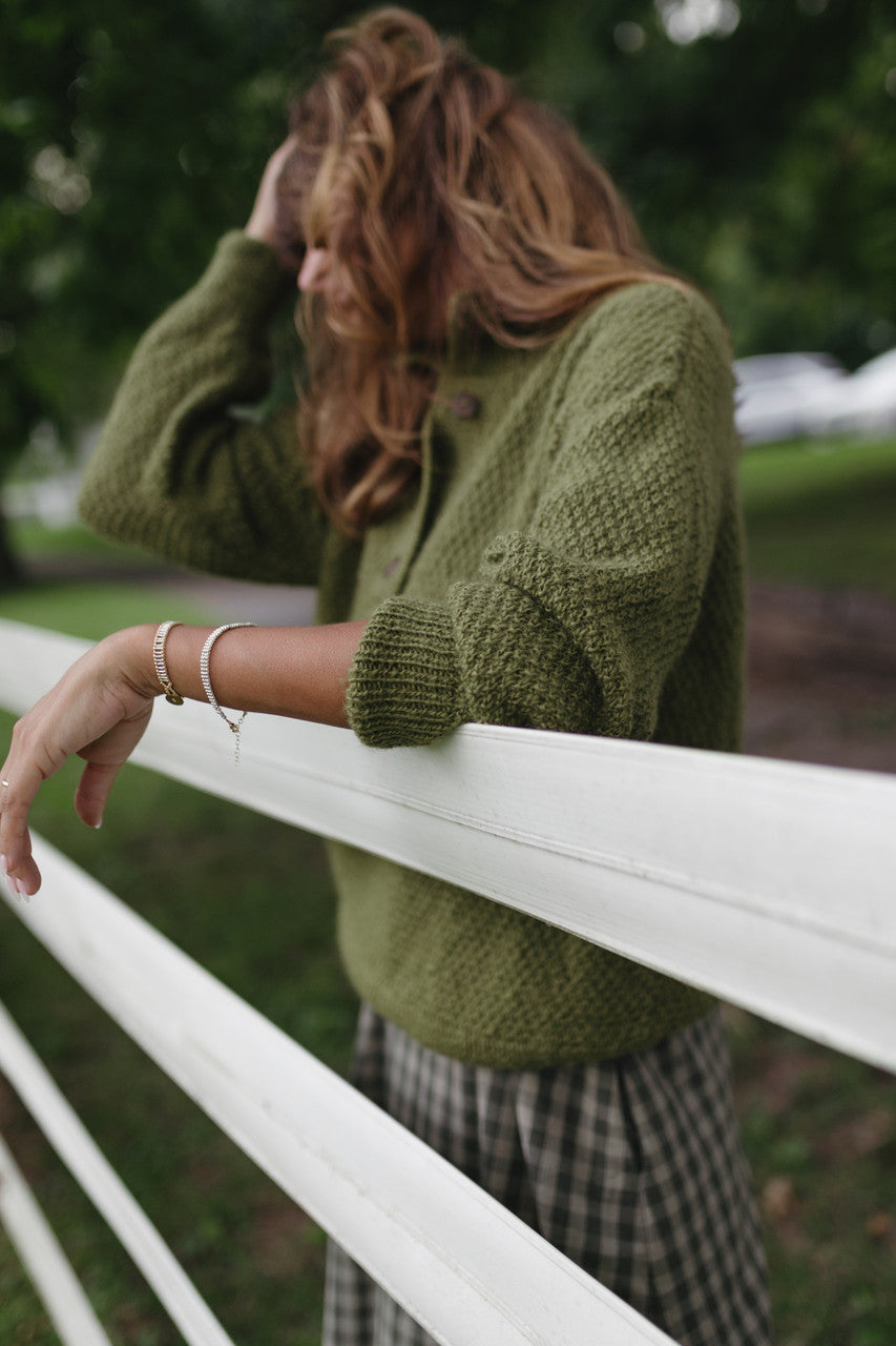 Imogene Oversized Wool Henley in Moss Made to Order