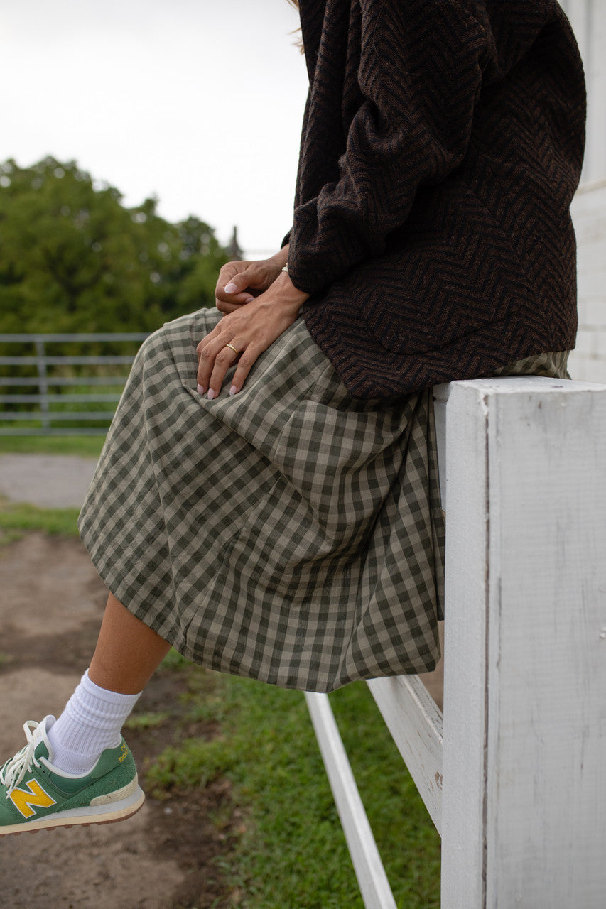 Portuguese Wool Pieper Coat in Black and Brown Herringbone Made to Order