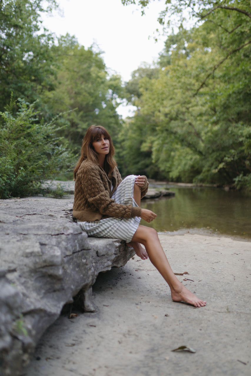 Quinn Wool Cardigan in Light Brown Made to Order
