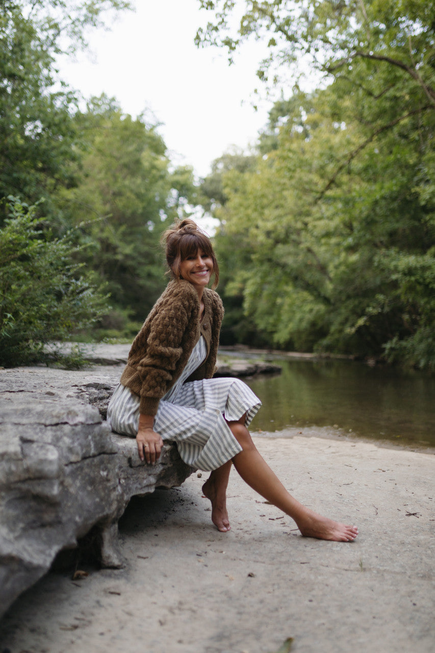 Quinn Wool Cardigan in Light Brown Made to Order