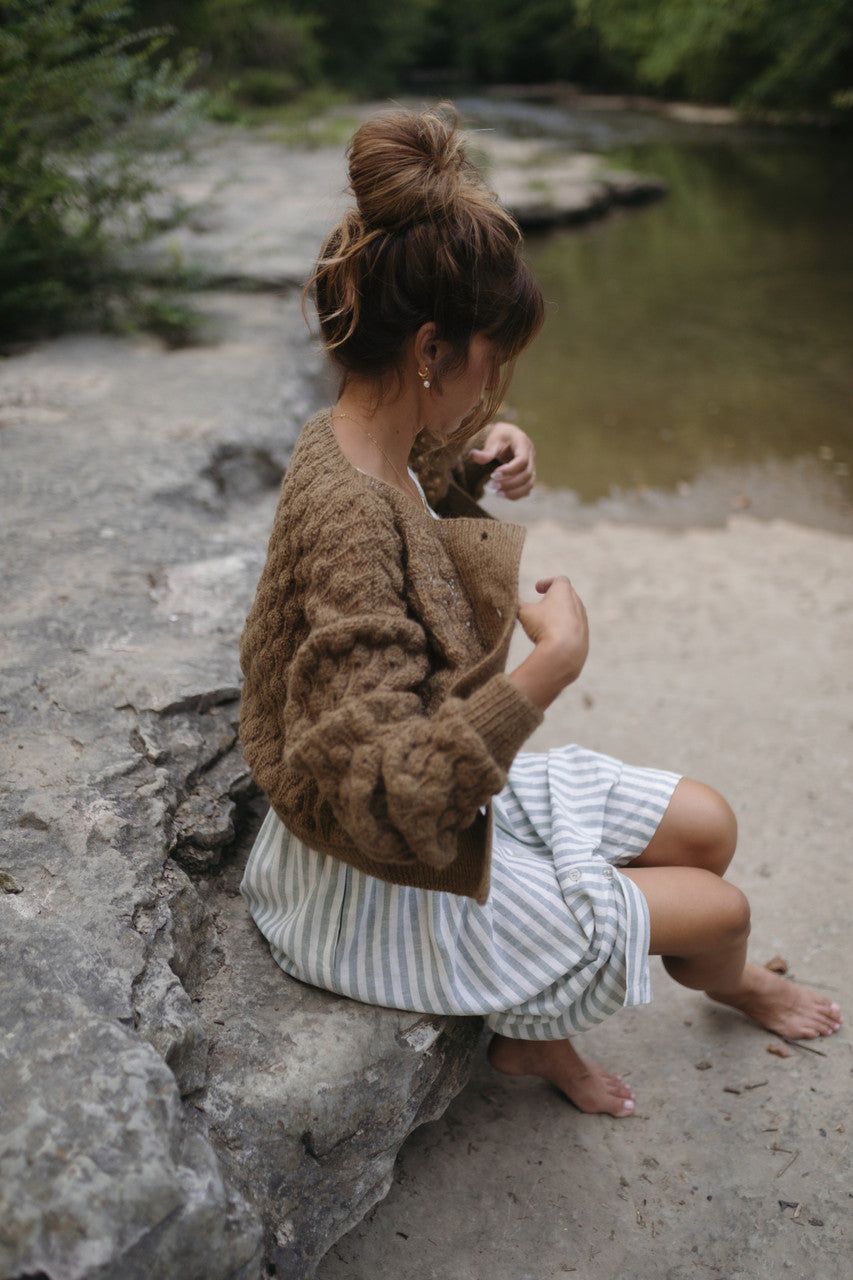 Quinn Wool Cardigan in Light Brown Made to Order