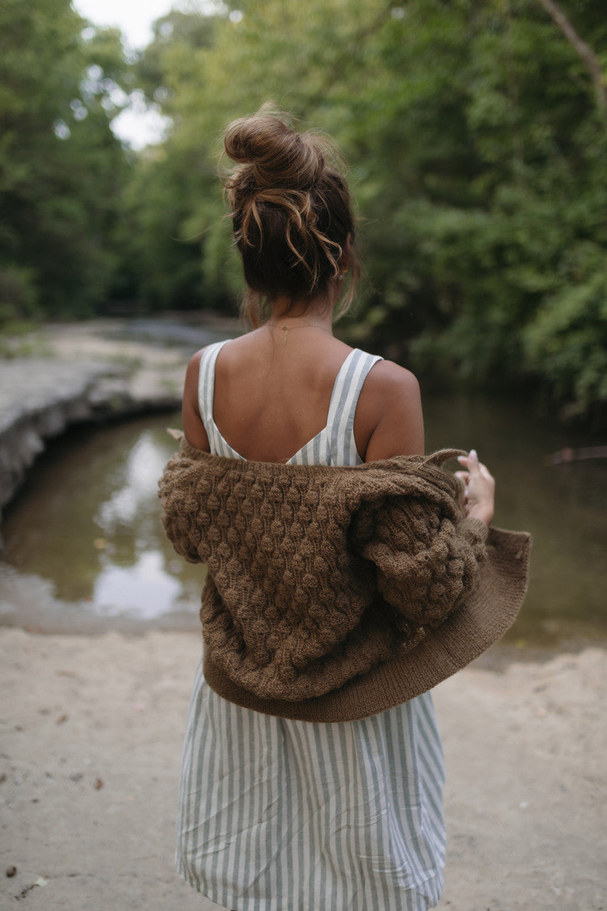 Quinn Wool Cardigan in Light Brown Made to Order