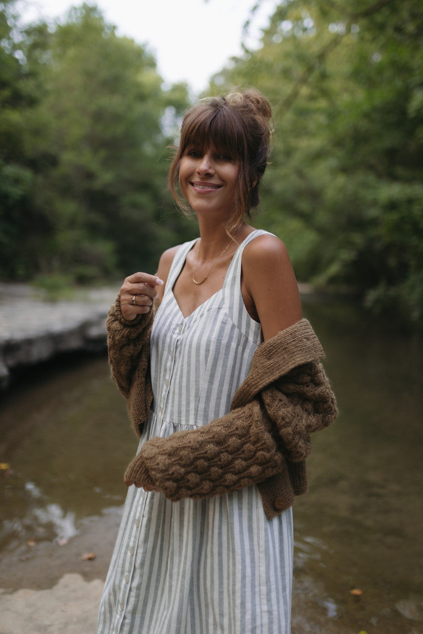 Quinn Wool Cardigan in Light Brown Made to Order
