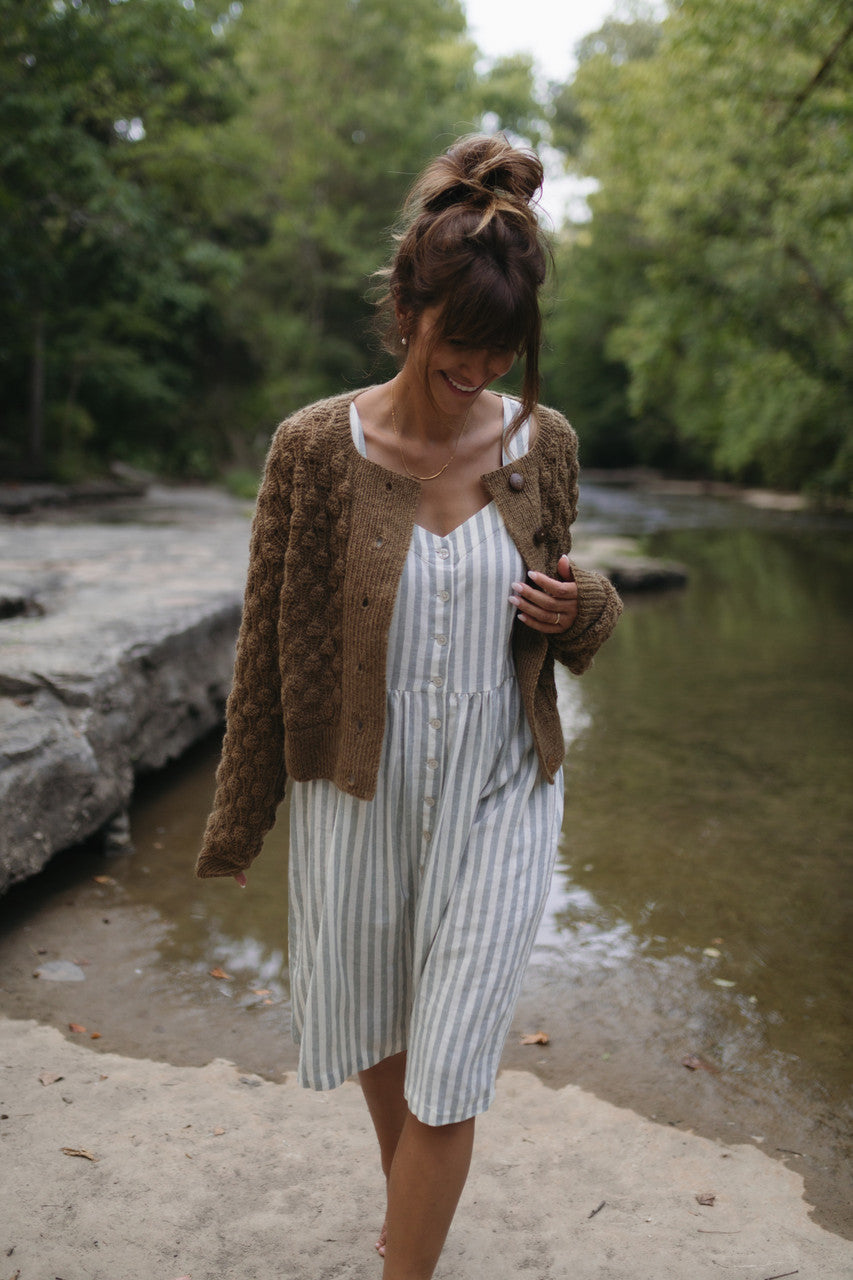 Quinn Wool Cardigan in Light Brown Made to Order