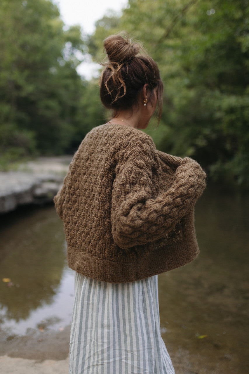 Quinn Wool Cardigan in Light Brown Made to Order