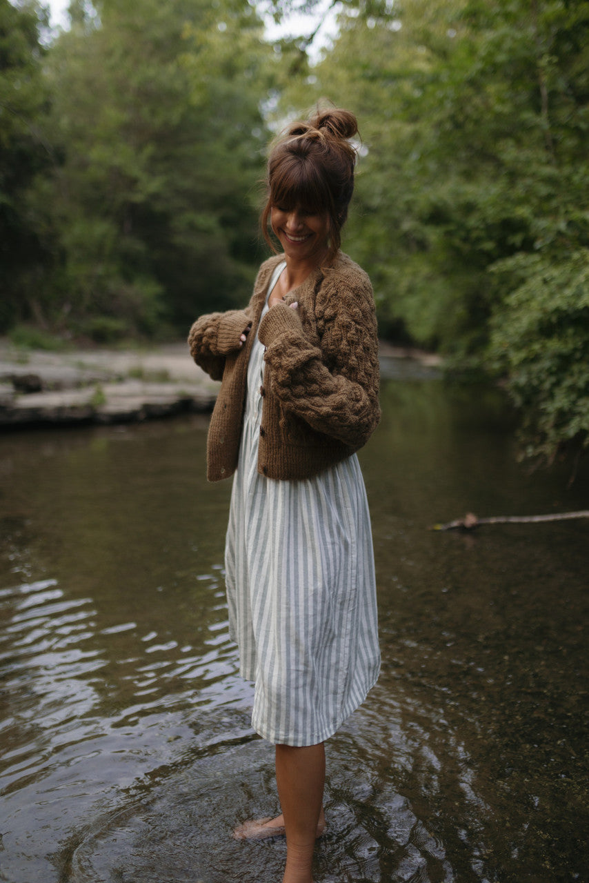 Quinn Wool Cardigan in Light Brown Made to Order
