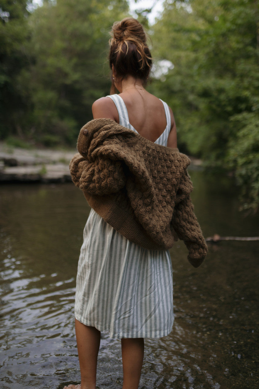 Quinn Wool Cardigan in Light Brown Made to Order