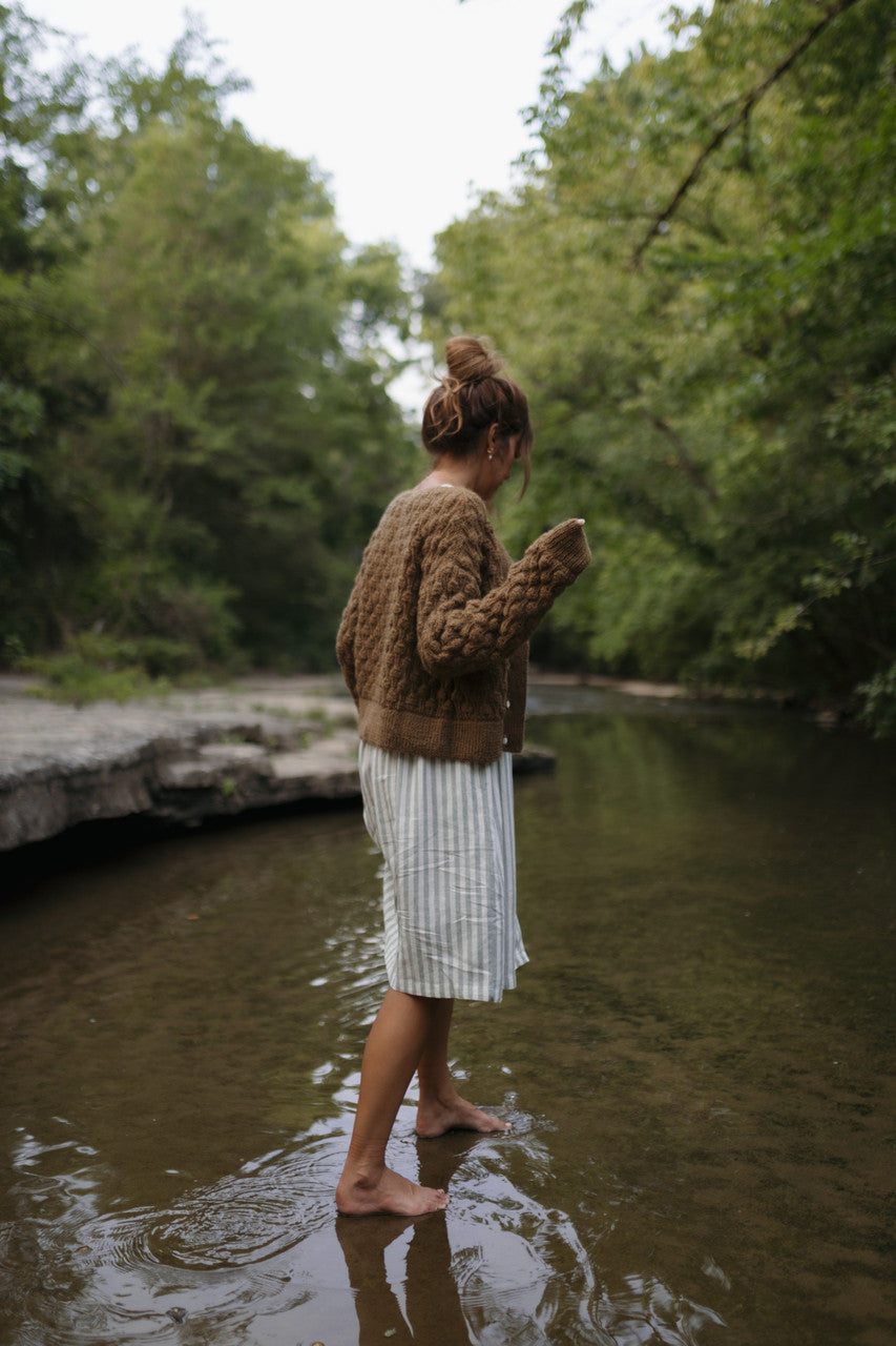 Quinn Wool Cardigan in Light Brown Made to Order