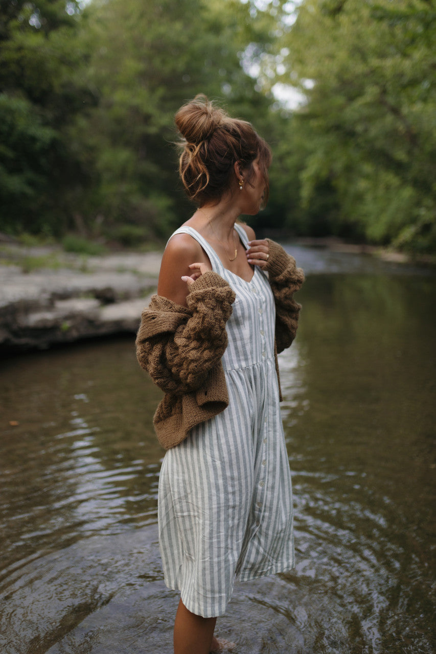 Quinn Wool Cardigan in Light Brown Made to Order