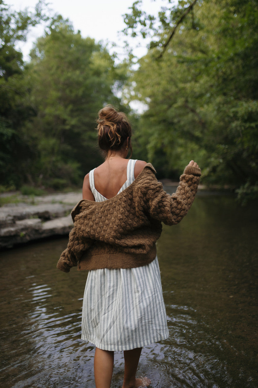 Quinn Wool Cardigan in Light Brown Made to Order