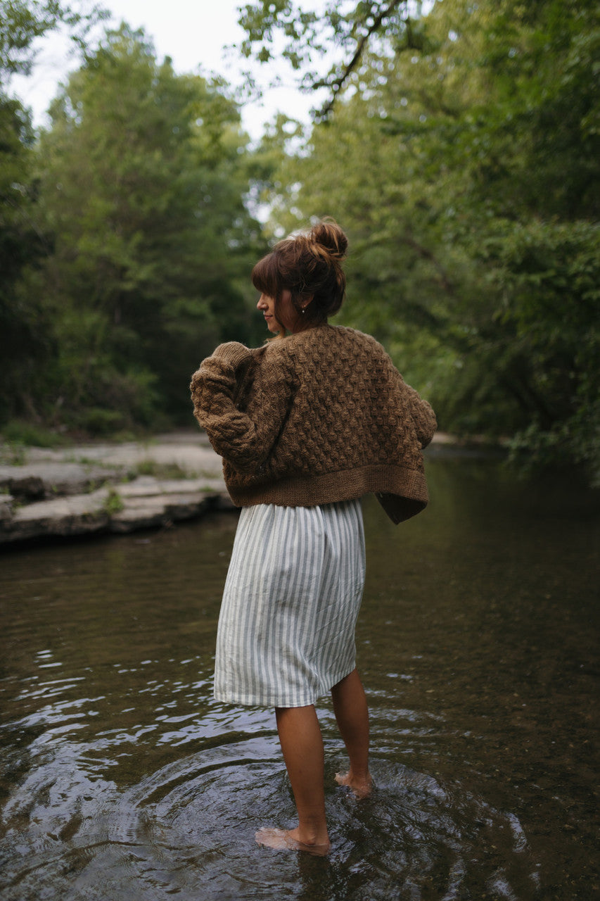 Quinn Wool Cardigan in Light Brown Made to Order