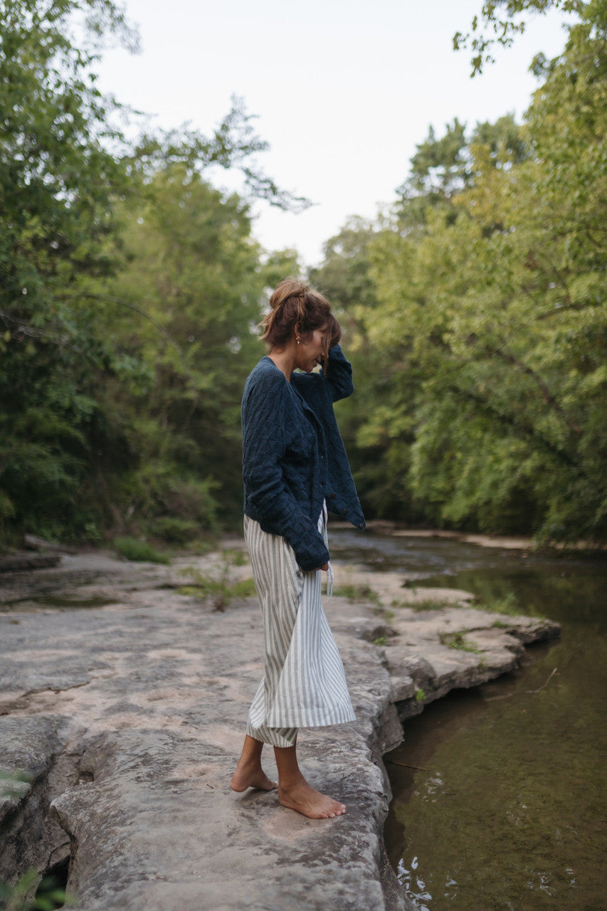 Tina Triangle Knit Cotton Cardigan in Teal Made to Order