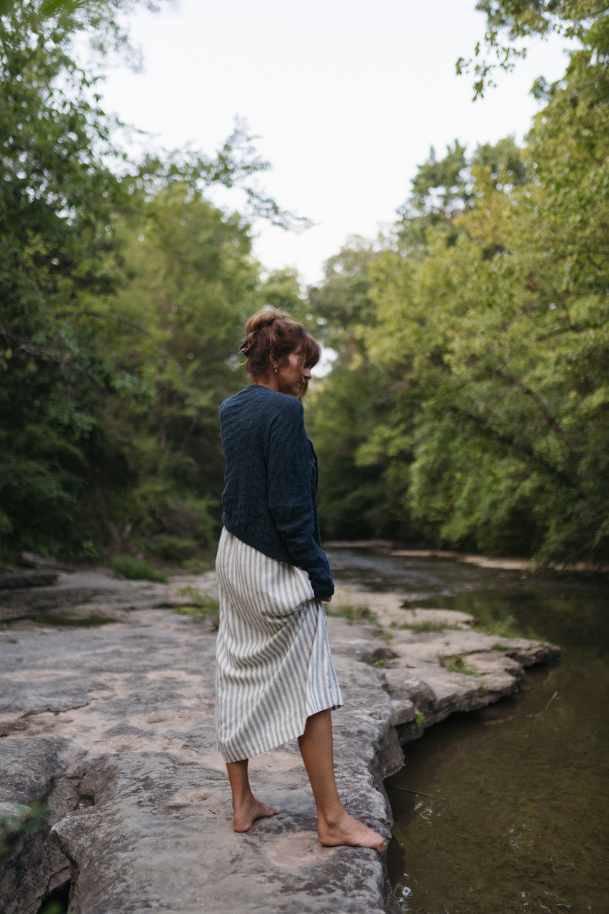 Tina Triangle Knit Cotton Cardigan in Teal Made to Order