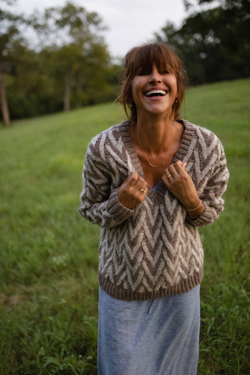 Maeve Textured V Knit Pullover Made to Order