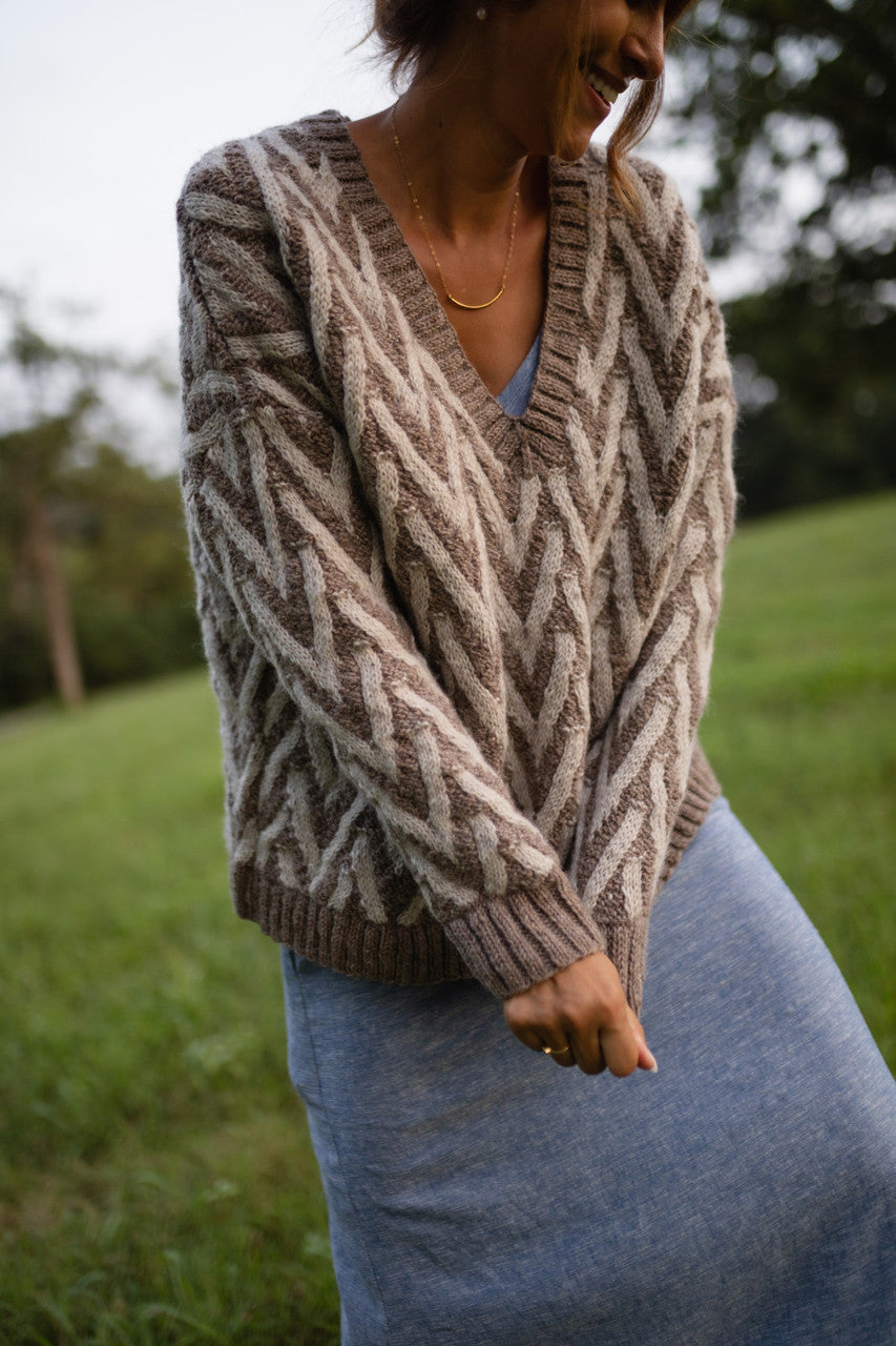 Maeve Textured V Knit Pullover Made to Order