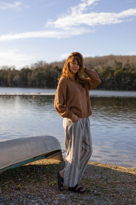Dorothy Cotton Sweater in Mauve Brown Made to Order