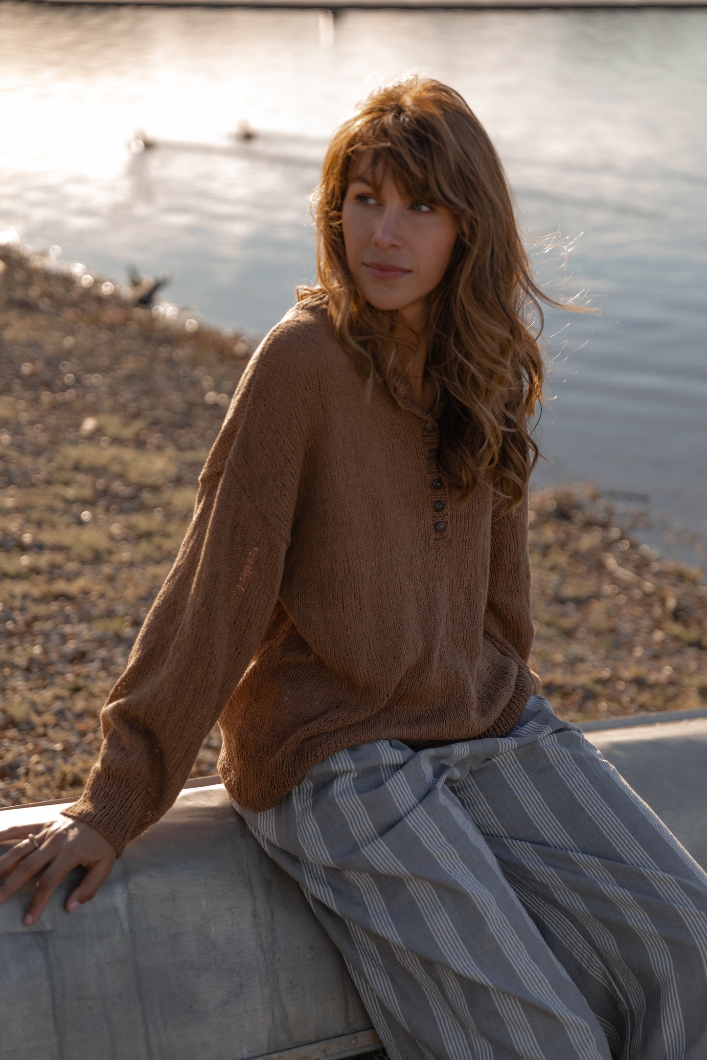 Katie Handwoven Cotton Set in Grey and White Stripe Made to Order