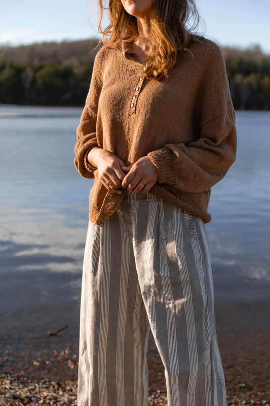 Dorothy Cotton Sweater in Mauve Brown Made to Order