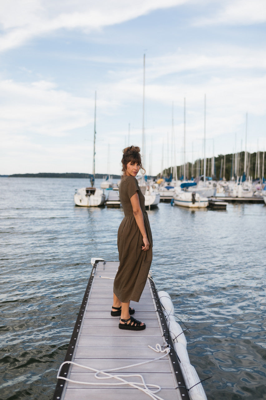 June Dress in Dark Green