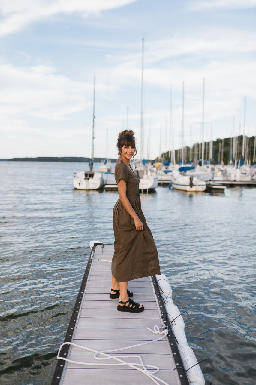 June Dress in Dark Green