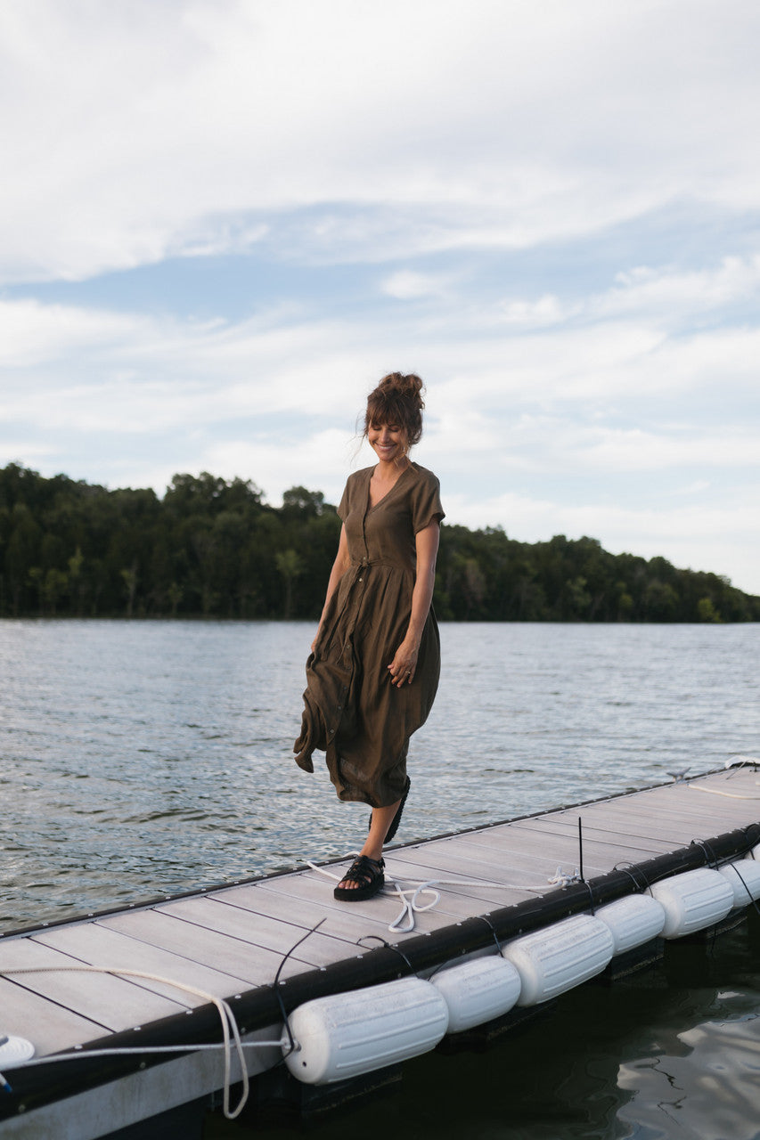 June Dress in Dark Green