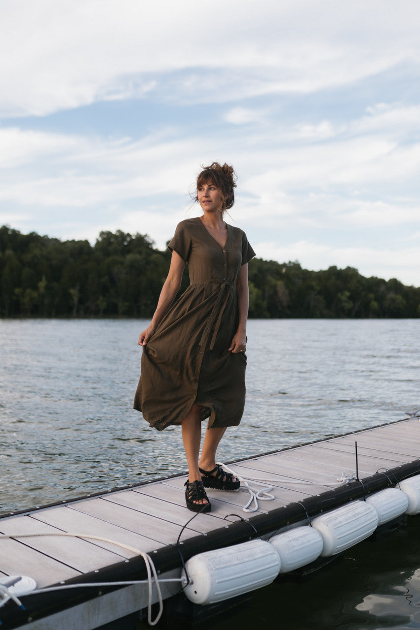 June Dress in Dark Green