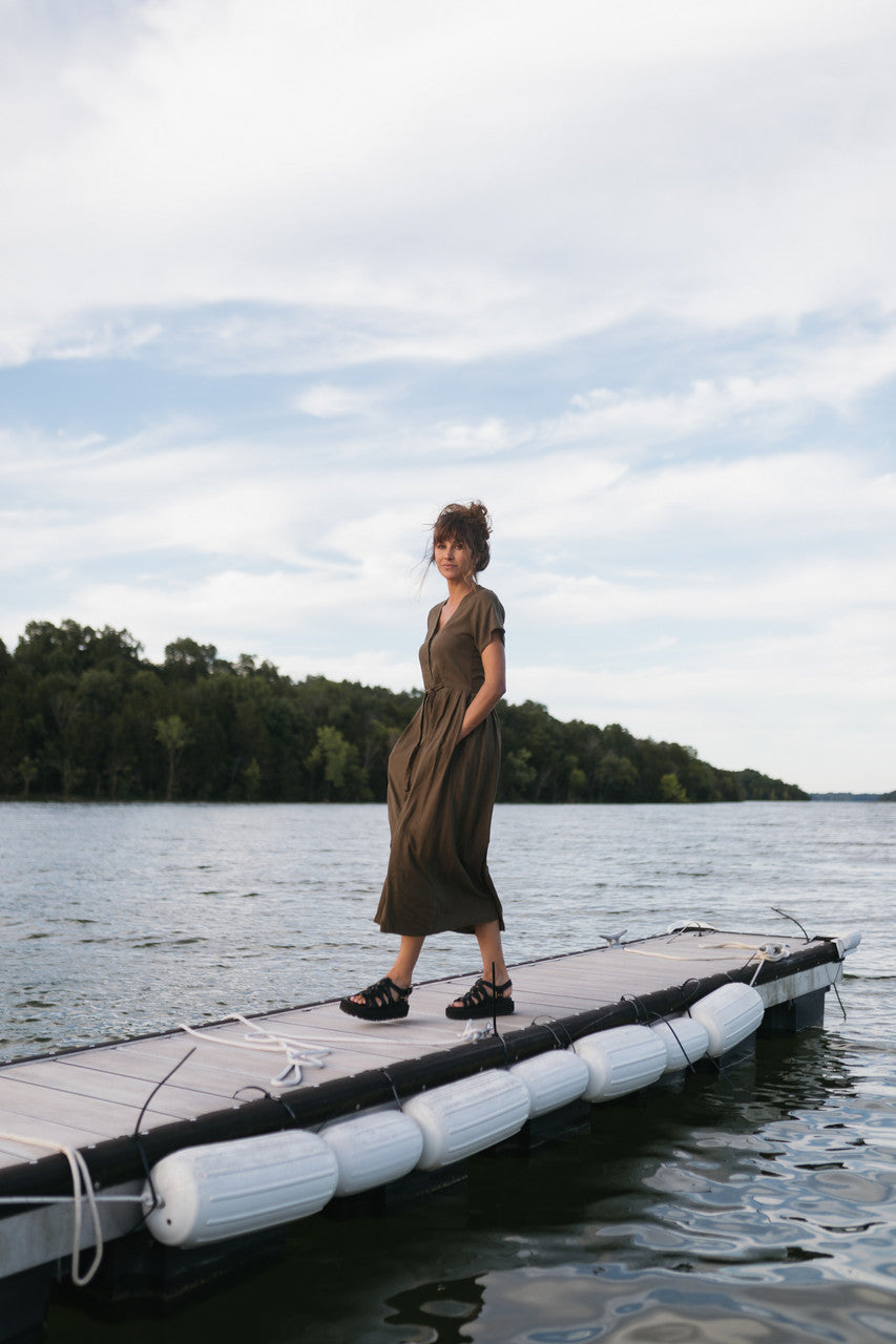 June Dress in Dark Green