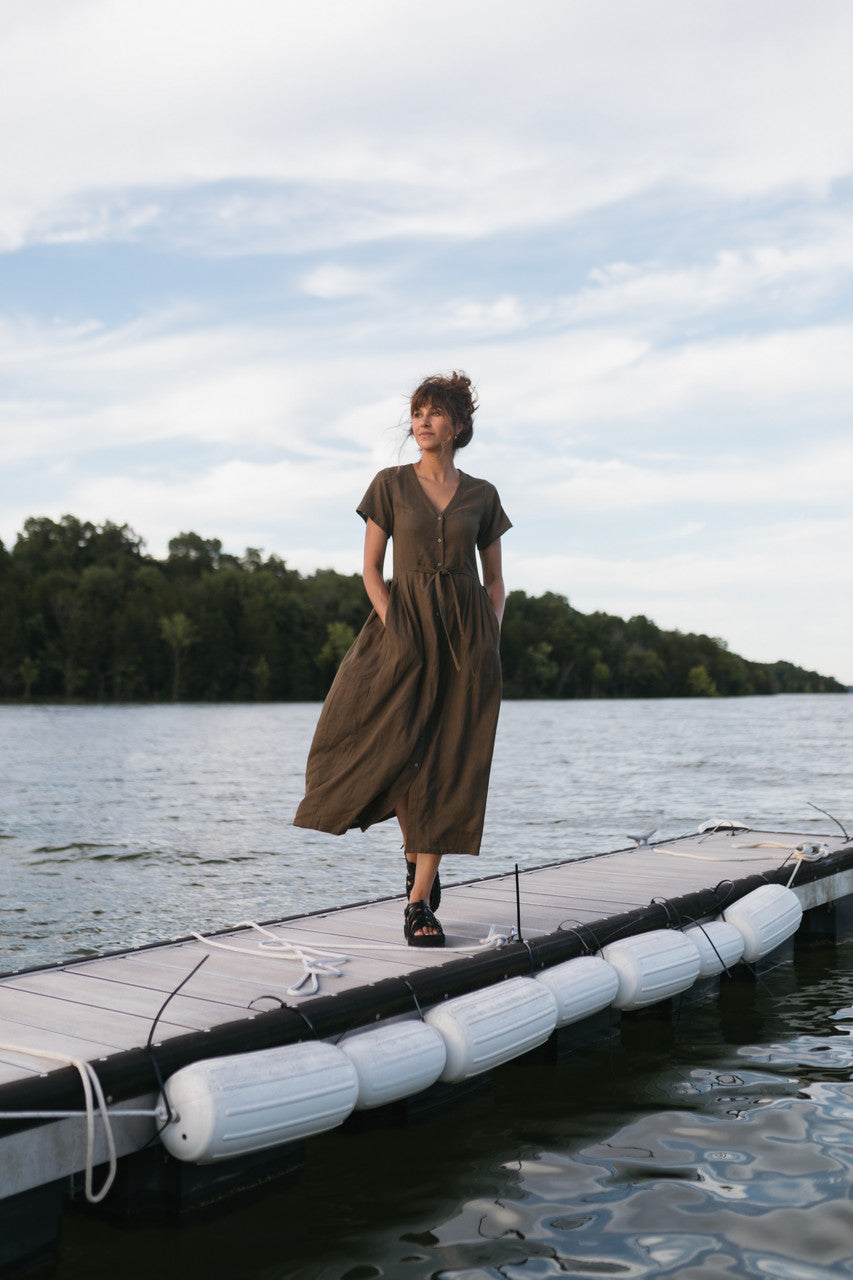 June Dress in Dark Green