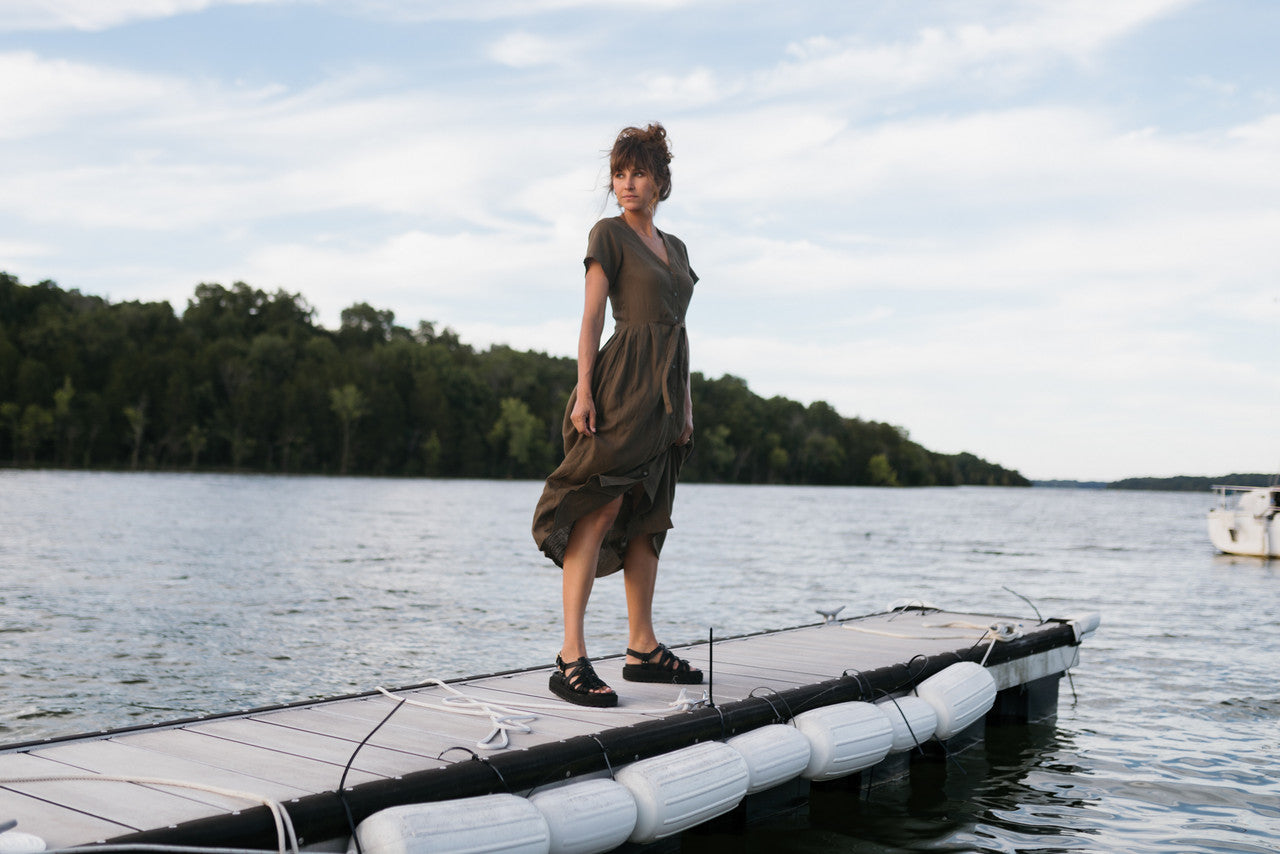 June Dress in Dark Green